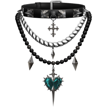 Layered Goth Heart Necklace