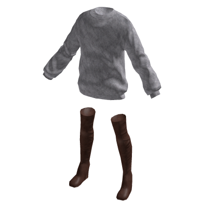 Oversized Jumper With Boots - Grey