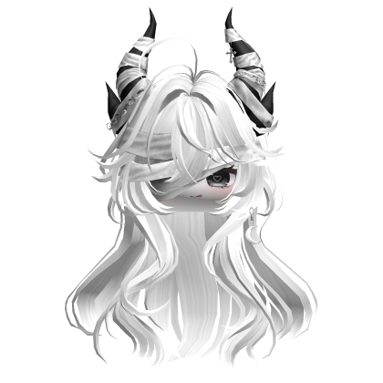 Horned Anime Demon Wolfcut (White)