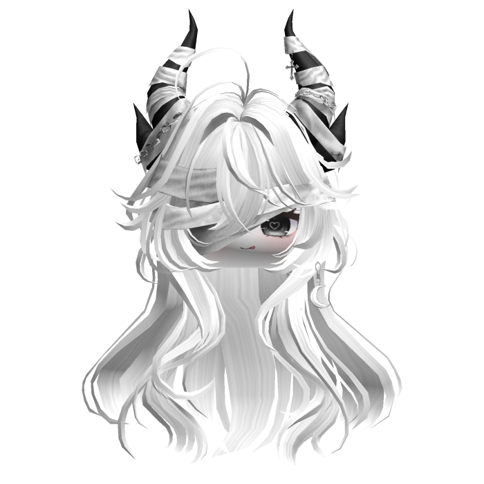 Horned Anime Demon Wolfcut (White)