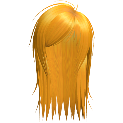 cute messy side part scene hair in orange Roblox item