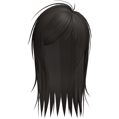 cute messy side part scene hair in dark brown Roblox item