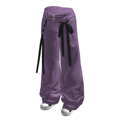 Baggy Pants with Long Waist Tie (Purple)