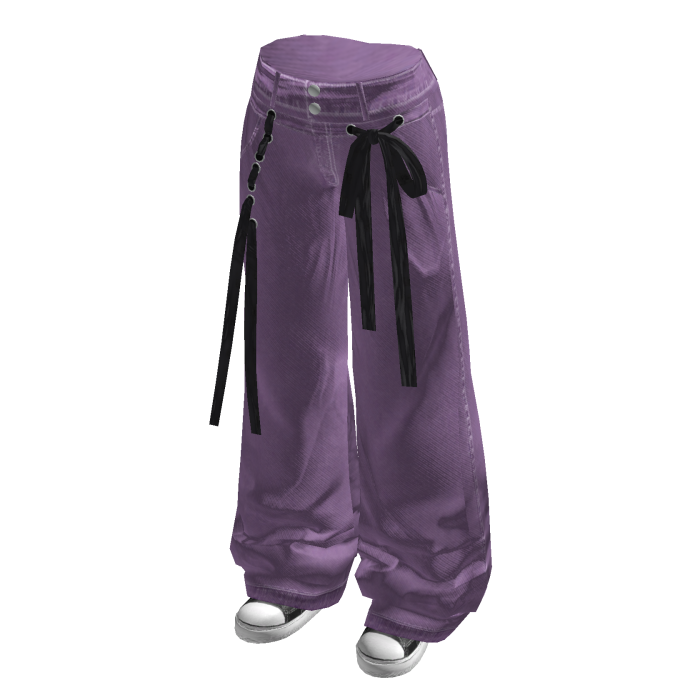 Baggy Pants with Long Waist Tie (Purple)