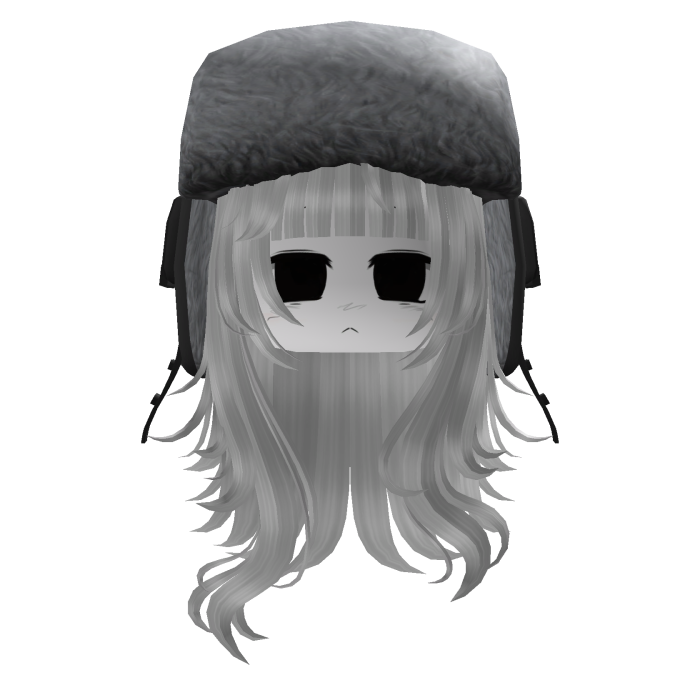 Cute Emo Long Ushanka Hair W/ Face (White)