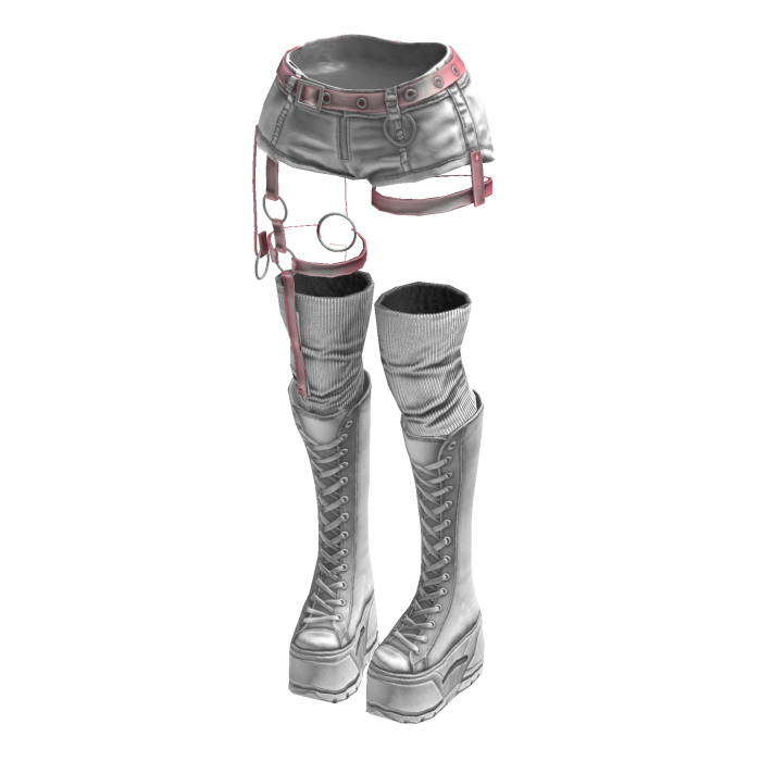 Gothic Emo Y2K Shorts boot straps (White Pink)