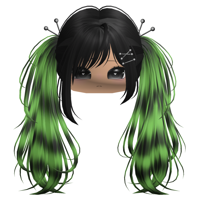 Green Raccoon Y2K Emo Punk Pigtails w/ Pins