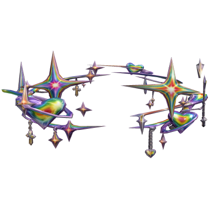 Chrome Aura with Cross and Hearts - Rainbow