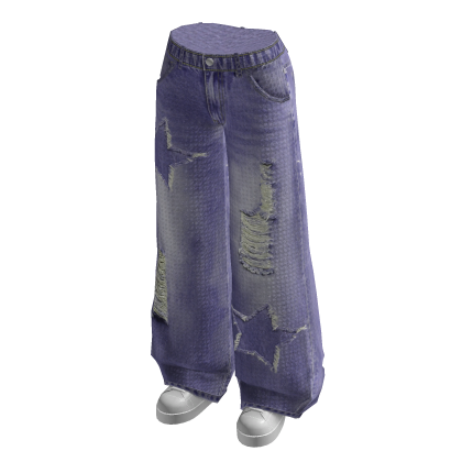 Distressed Wide Leg Jeans (Purple)