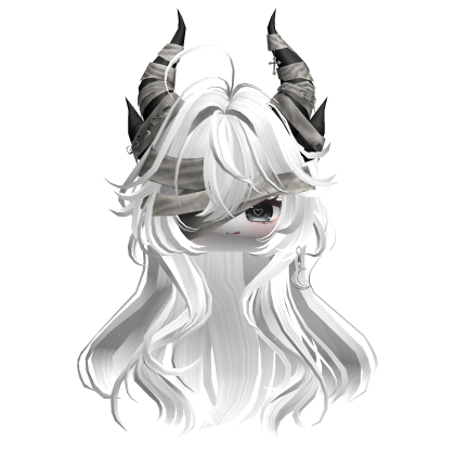 Horned Anime Demon Wolfcut (Black&Gray)