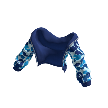 Hoodie BAPE Blue Oversized Off Shoulder Shark Y2K thumbnail