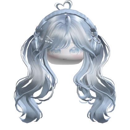 Cute Wavy Pigtails w/ Headphones (Sky Blue) Roblox item