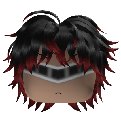 Messy Anime Hair w/ Visor (Black/Red)