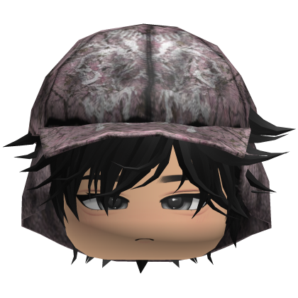 Emo Anime Spikey Boy Hair w/ Pink Hat (Black)