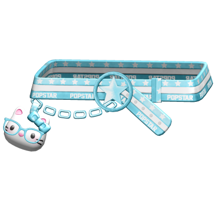 Amekaji Gyaru Harajuku Kitty Chain Belt White Blue