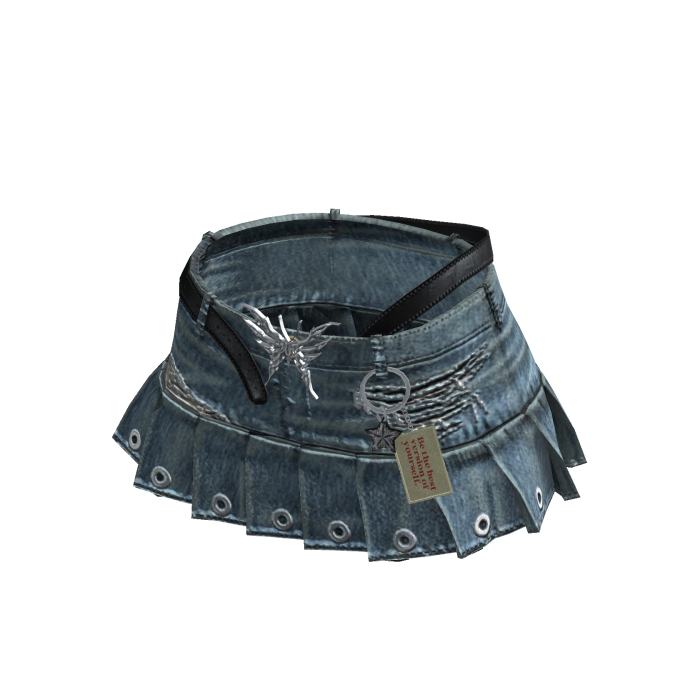 Butterfly Belt Pleated Mini Skirt (Blue Denim)