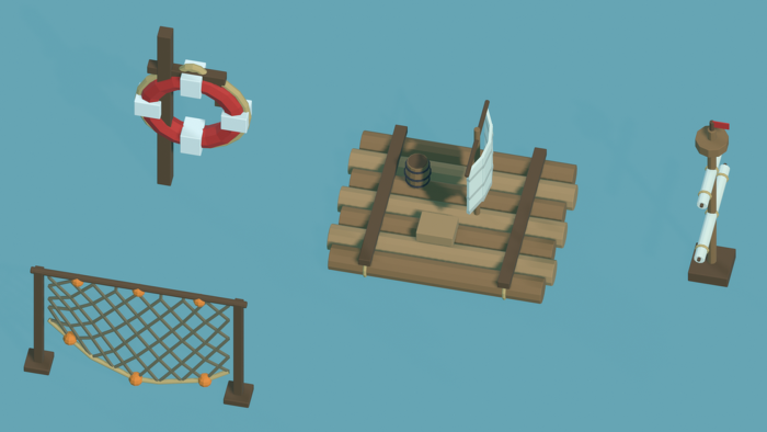 Low Poly Boat Dock Pack x40 Pirate Ship Beach preview 7