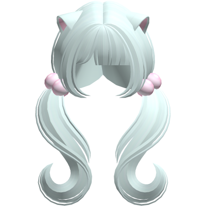 ♡ kawaii moe wavy pigtails w cat ears (light blue)