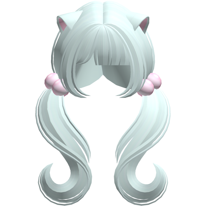 ♡ kawaii moe wavy pigtails w cat ears (light blue)