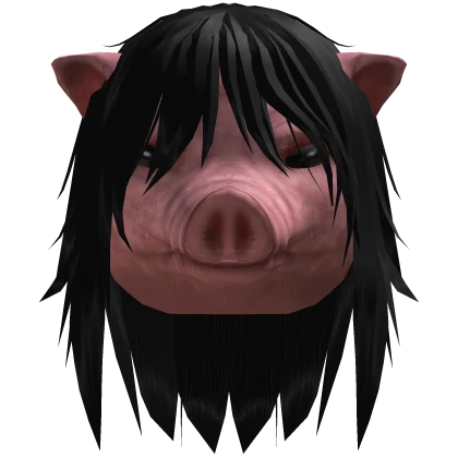Halloween horror mask of a pig w black hair Roblox item thumbnail
