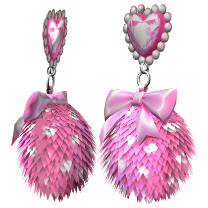 Cute Gyaru Fluffy Heart Polkadot Earrings Pink