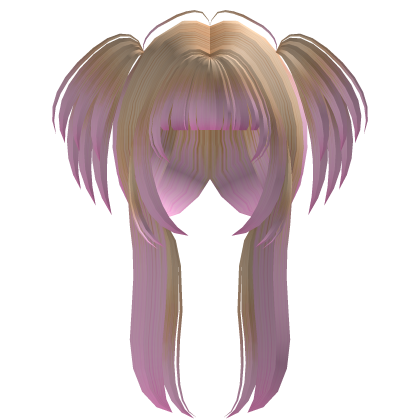 Blonde/Pink Layered Hime Cut w/ Pigtails Roblox item