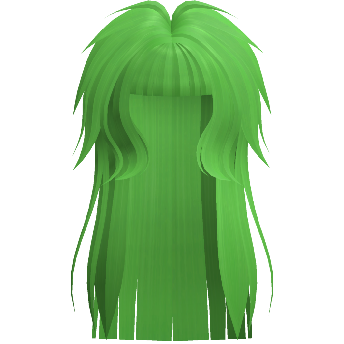 Long Emo Green Messy Shaggy Hime Hair