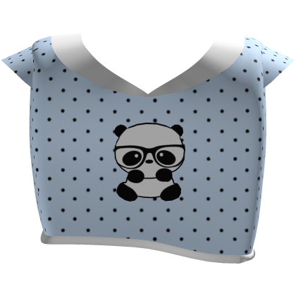 ♡ cute blue polka dots panda shirt Roblox item