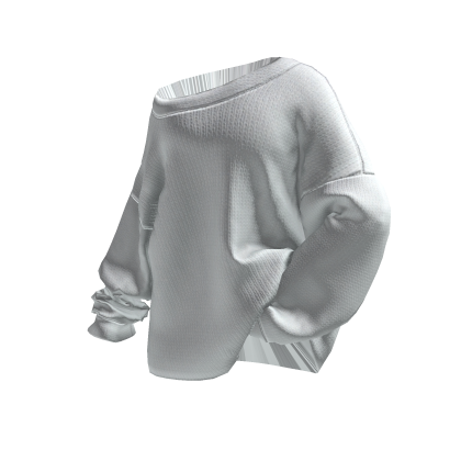 Posed Off-Shoulder Oversized Sweater (White)