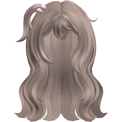 cute doll side ponytail long wavy milk tea hair Roblox item
