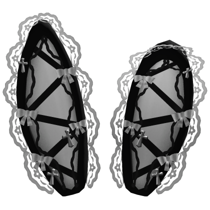 🎀 Gothic Cross Lace Bunny Ears Bows Black White