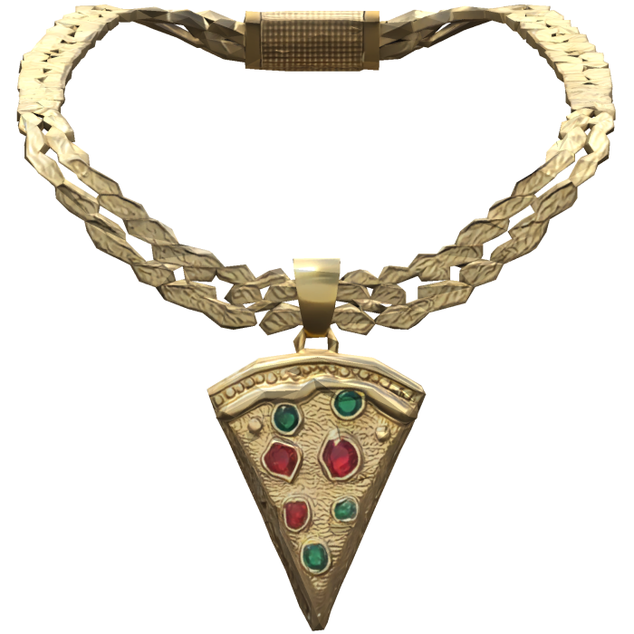 Gold Iced Out Trendy y2k Pizza Food Chain Gold 1.0