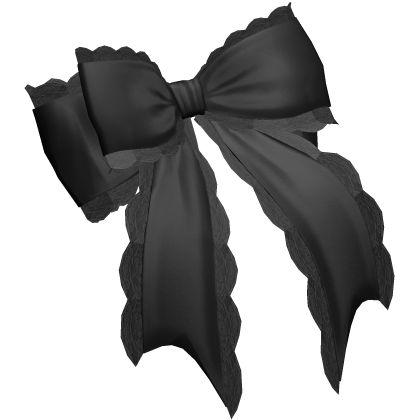 Dolly Silk Ribbon Bow /w Lace Trim (Black)