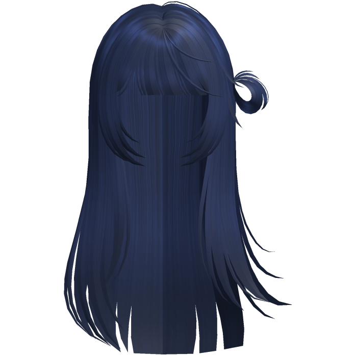 cute wispy windy shoujo bun hair in dark blue