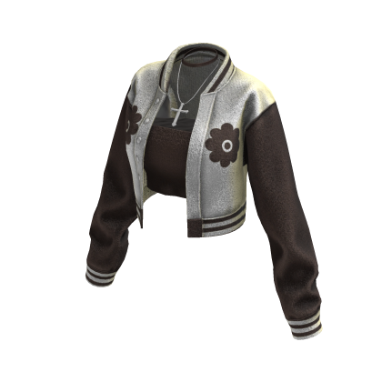 Cropped Bomber Jacket (Cream Brown)