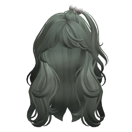 Cute Wavy Hair with Pom poms(Green) Roblox item