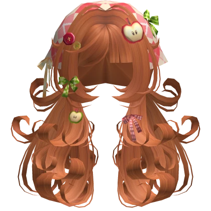 🍎 Ginger Swirly Red Mori Kei Igari Apple Pigtails | Roblox Item