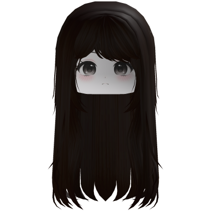 Brown Straight Hair w/ Cute Anime Girl Face Roblox item