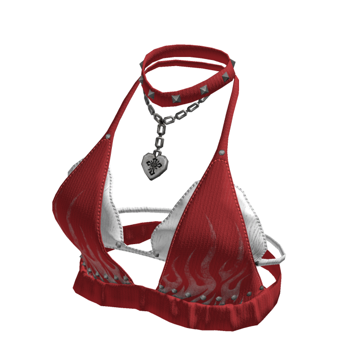 Punk Flame Studded Halter Top Red[MAX]
