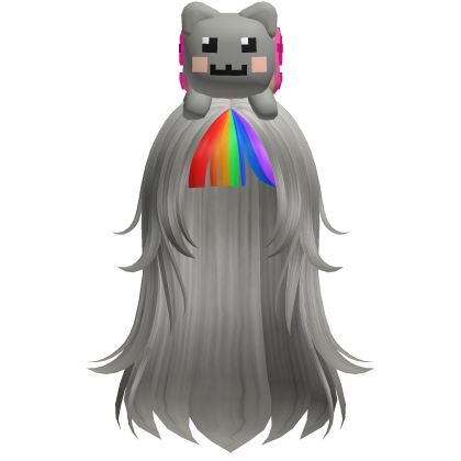 Cute Nyan Cat Plush Long Rainbow Girly Hair