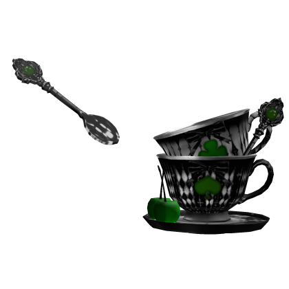 Emo Gothic Teacup and Spoon Green