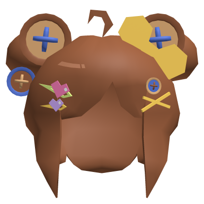 Low Poly Button Buns Hair Brown Roblox item