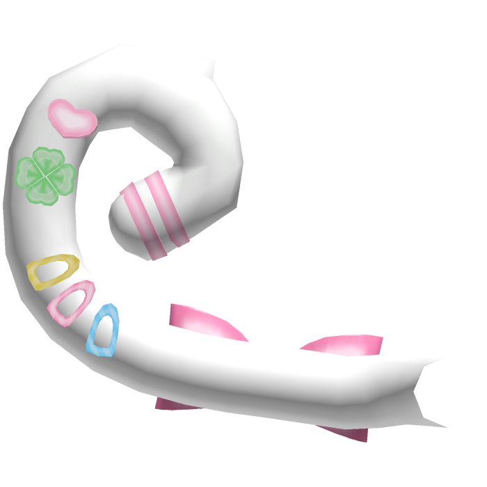 ♡ kawaii white swirly cat tail w clover charms