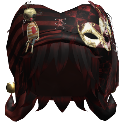 Red Gothic Circus Jester Hat w Red Black Hair Roblox item