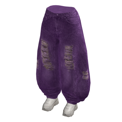 Ripped Balloon Jeans w/ Sneakers (Purple)