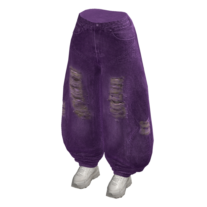 Ripped Balloon Jeans w/ Sneakers (Purple)