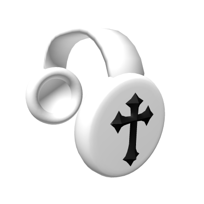 White Classic Gothic Y2K Black Cross Headphones