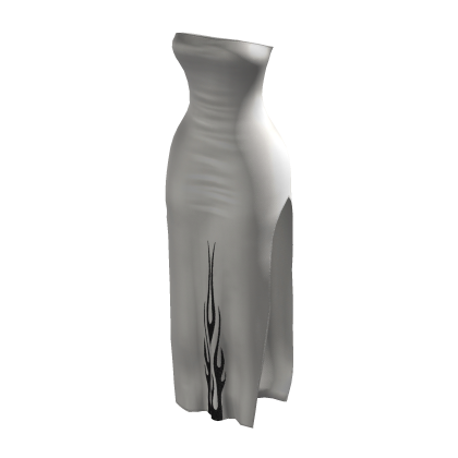 BB White Sparkle Flame Slim Side Slit Slip Dress