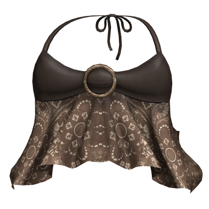 ☆ Brown 2000's Flowy Halter Top