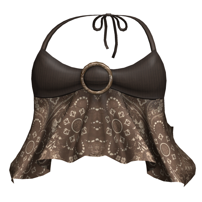 ☆ Brown 2000's Flowy Halter Top